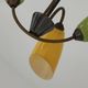 Brass and glass chandelier 4 yellow and green lights from the 60s