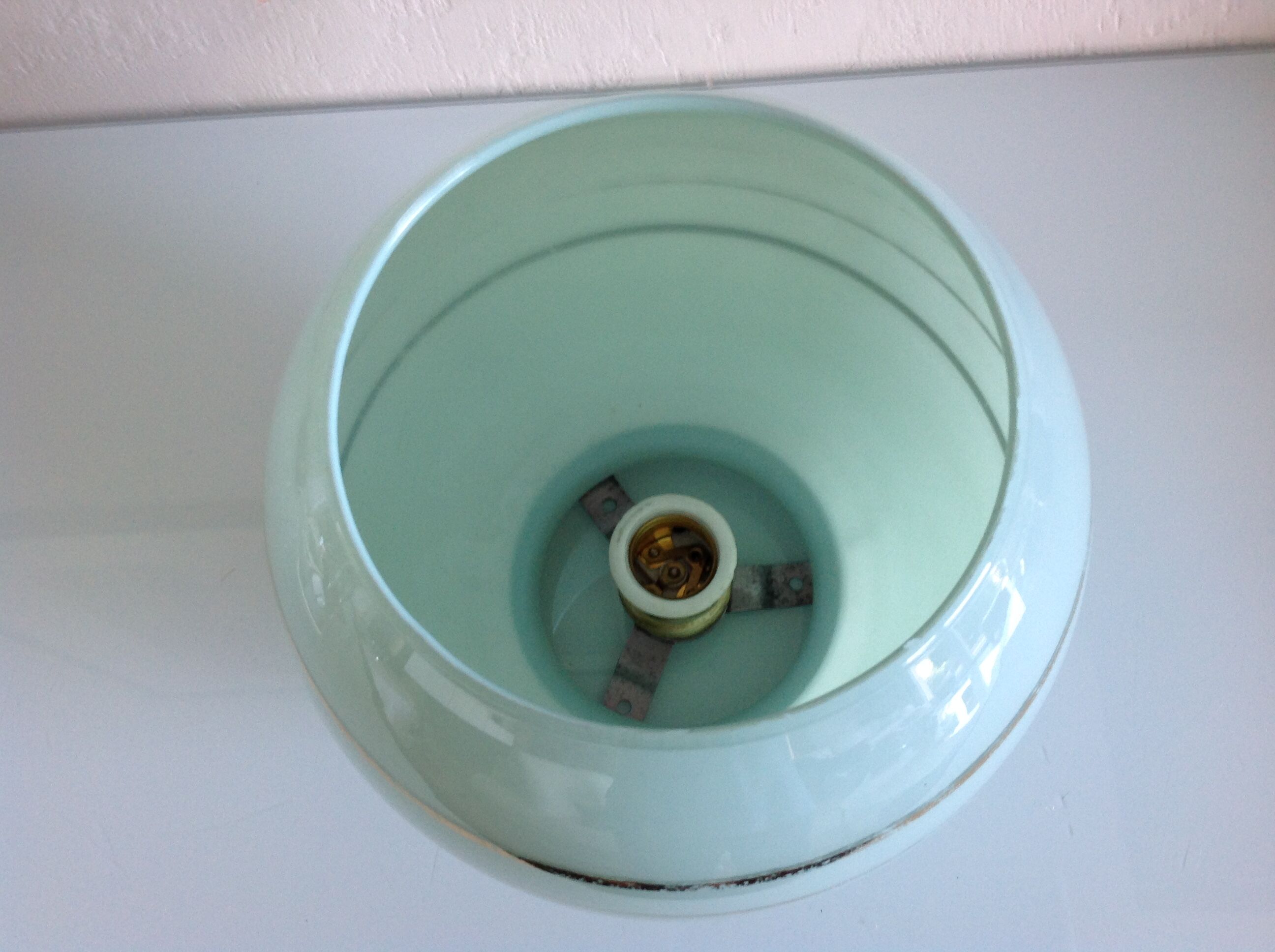 Ceiling lamp globe in opaline peppermint / vintage years 50-60
