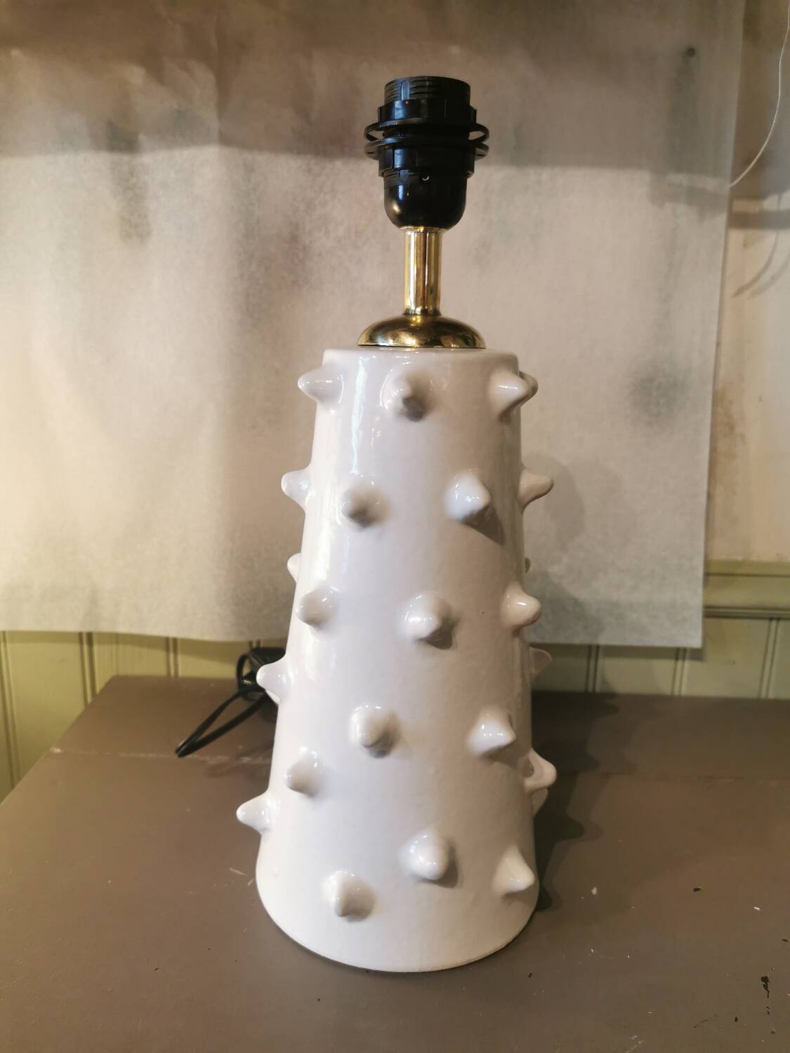 Moroccan white ceramic spiked lamp base