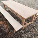 Oak farmhouse table with benches