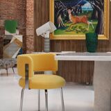 Italian Bauhaus Chairs by Pizzi Arredamenti, Steel Frame and Yellow Velvet, 1970