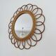 Authentic "flower" mirror in rattan and bamboo, 1960s 70s.
