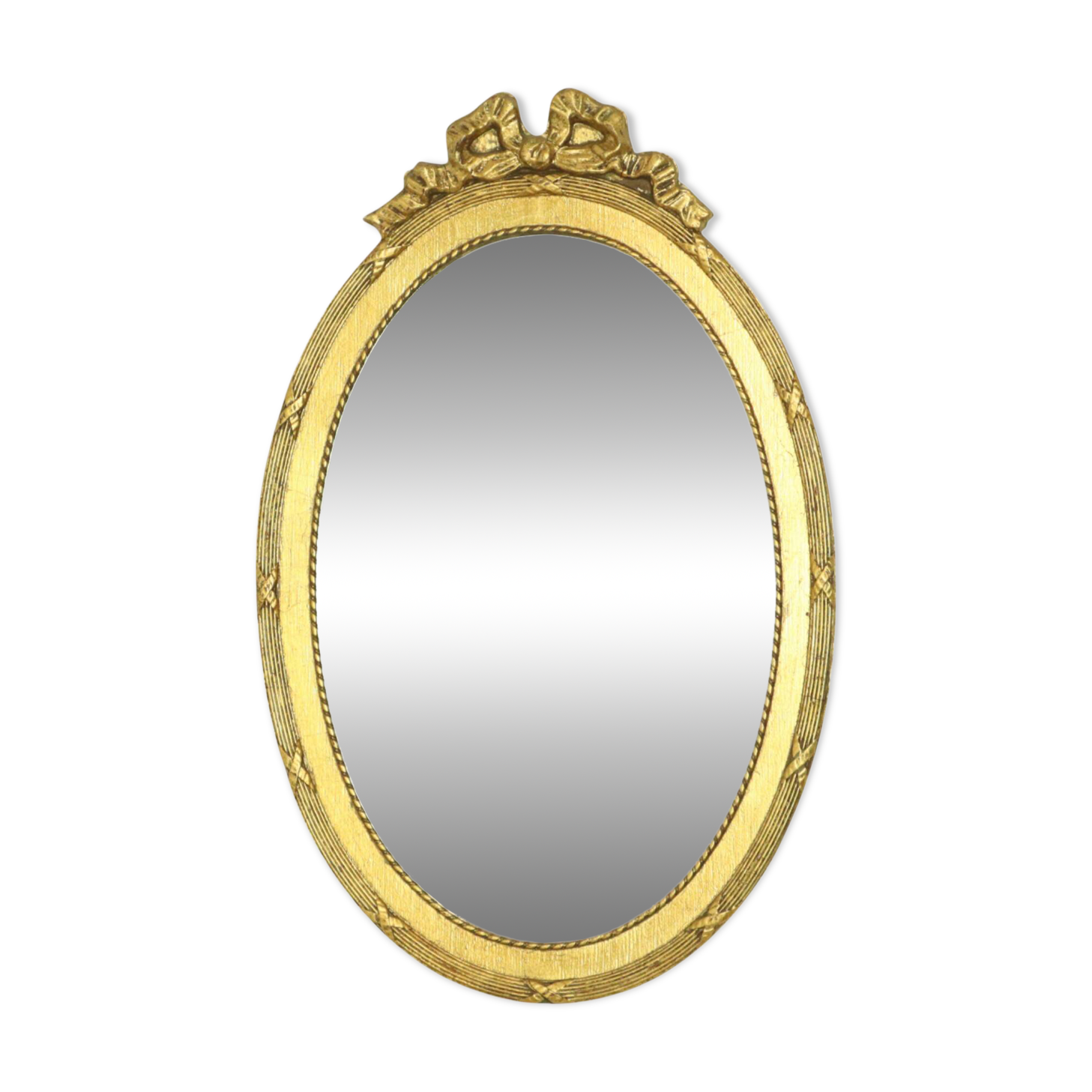 French Oval Facet Cut Mirror with Bow Classic 51cm
