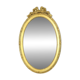Miroir ovale à facettes françaises avec nœud classique 51 cm