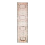Vintage Turkish Oushak Handmade Cotton Orange Wool Runner Rug 82x328