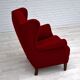50s, Danish design, refurbished chair, furniture wool, mahogany wood