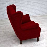 50s, Danish design, refurbished chair, furniture wool, mahogany wood