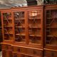 English-style blond mahogany two-body bookcase