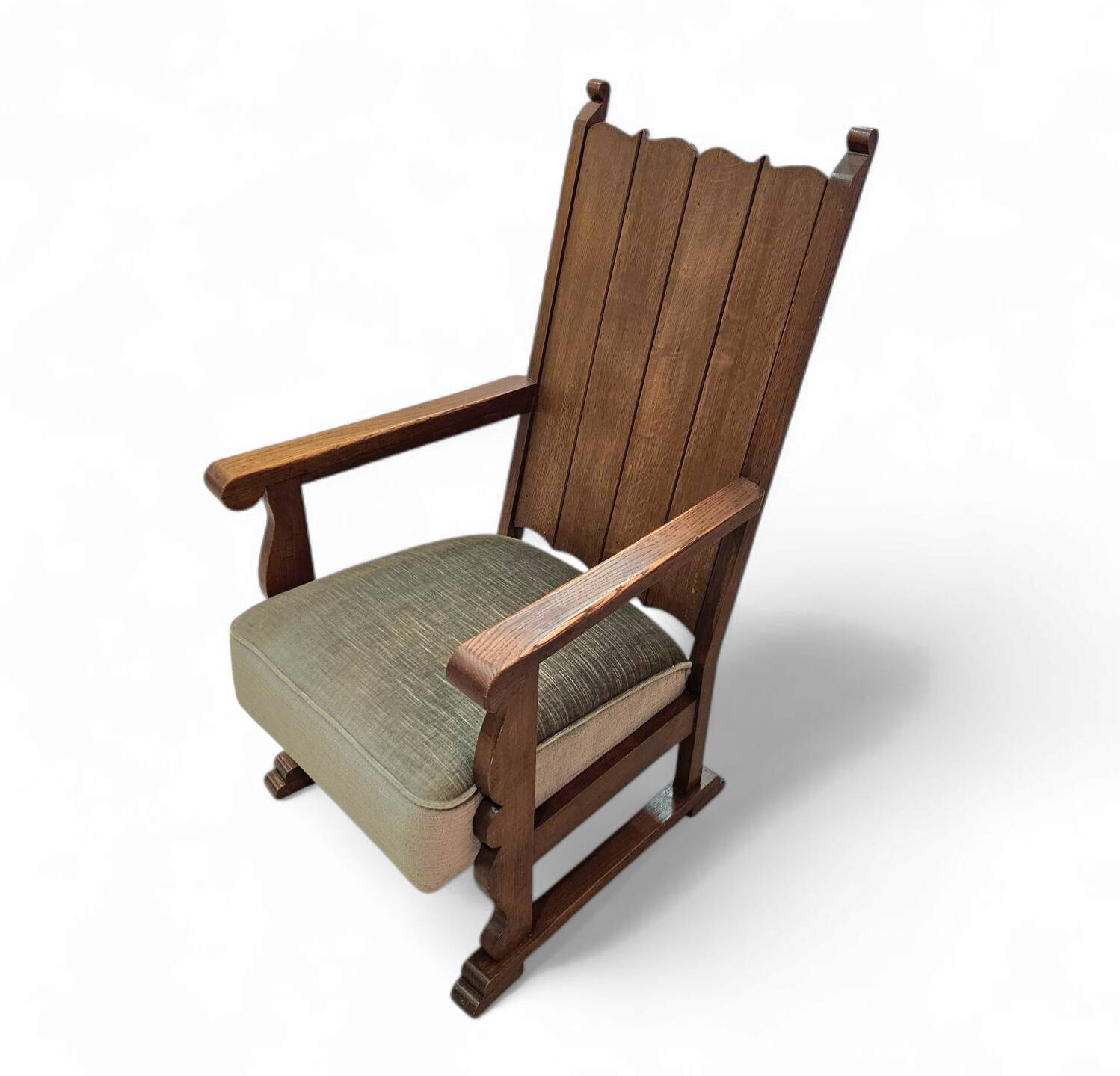 Oak arm chair 1930s  Height 110 Depth 70 Width 75 Seat height 46 cm