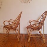 Pair of vintage rattan armchairs