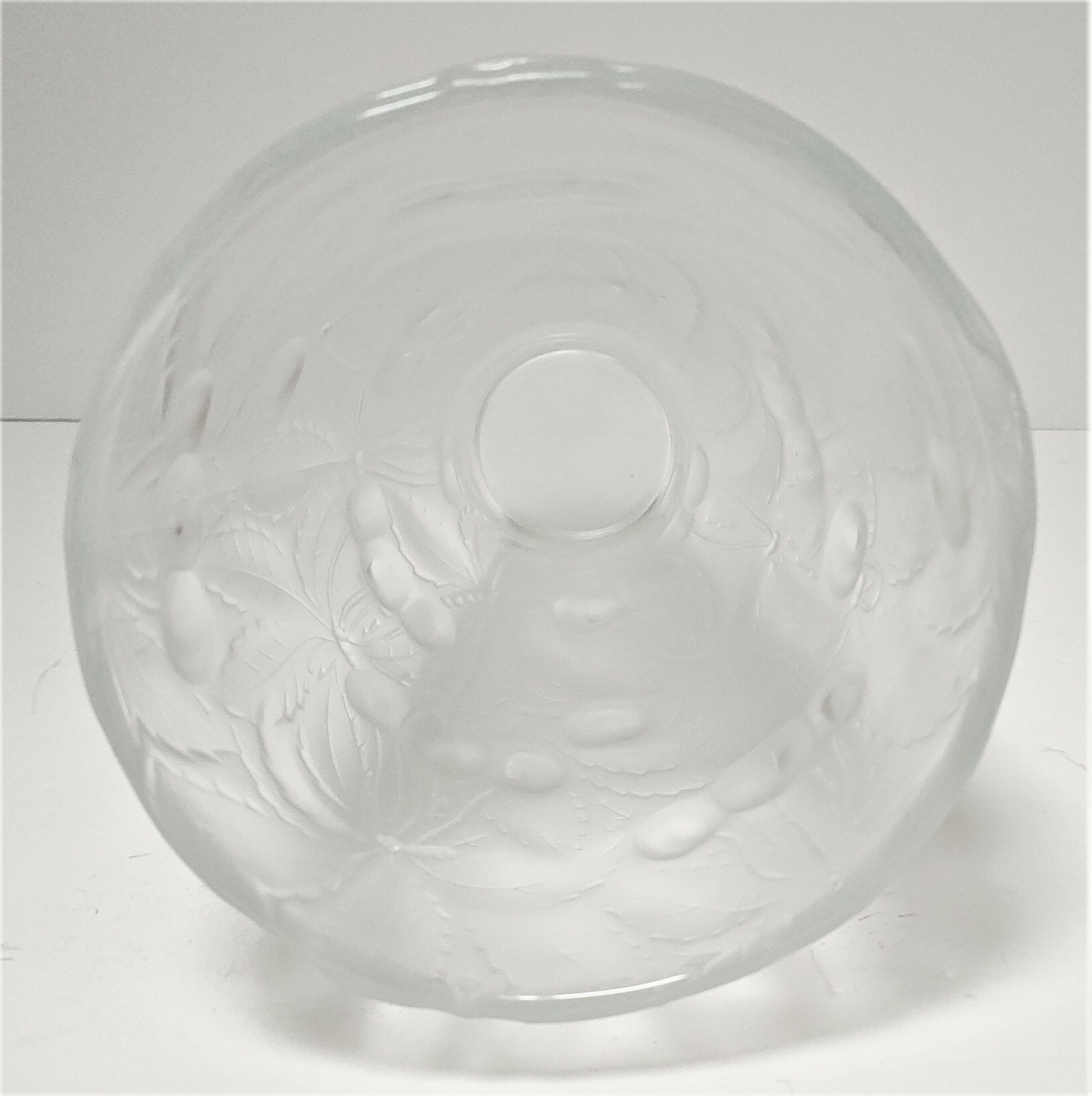 Vase pressed glass molded matte Josef Inwald decoration cherries