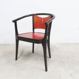 Set of 6 Baumann Diese model armchairs, Pagnon Pelhaître design, Wenge and red color