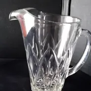 Water carafe, jug, pressed moulded glass pitcher.