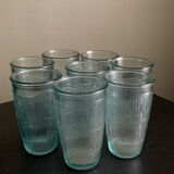 Tinted ridged glass water glass
