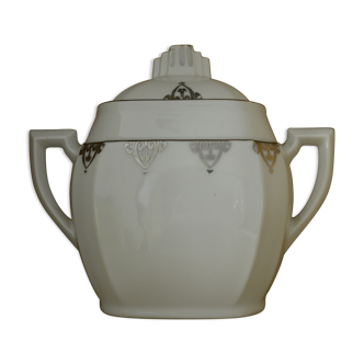 white sugar bowl art deco