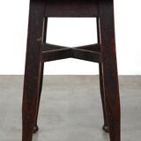 Antique English solid oak stool with a touch of art nouveau style
