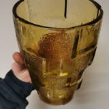 Vase stylisé en verre jaune, art déco