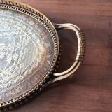 Bronze, brass and embroidery serving tray made in France