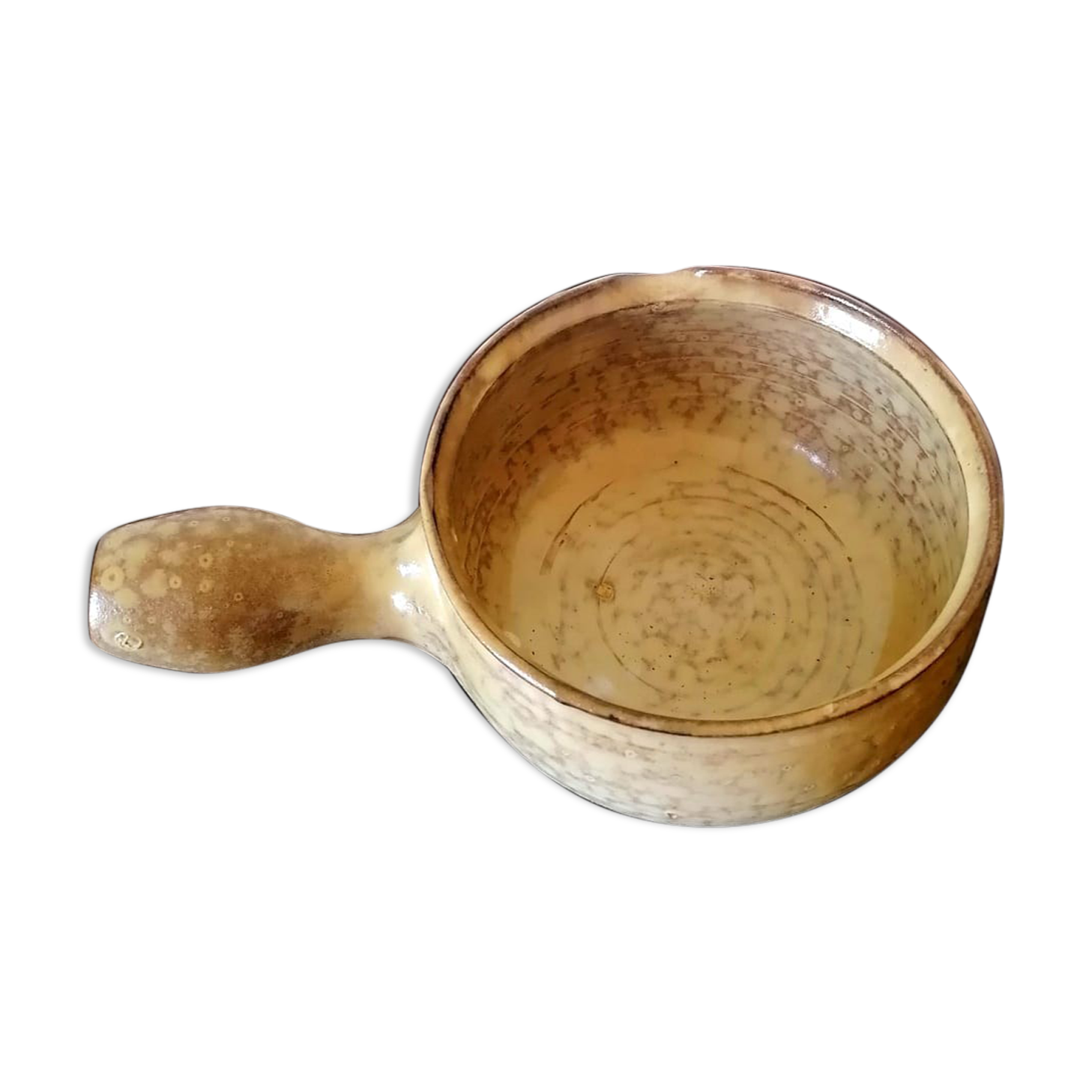 Beige glazed terracotta caquelon