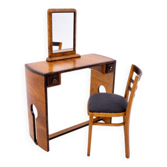 Ensemble coiffeuse + chaise Art déco, Pologne, Art Déco, vers 1940.