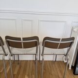 Postmodern Architectural Chairs in Stainless Steel, France, 1980