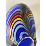Contemporary artistic vase in murano glass with colored reeds