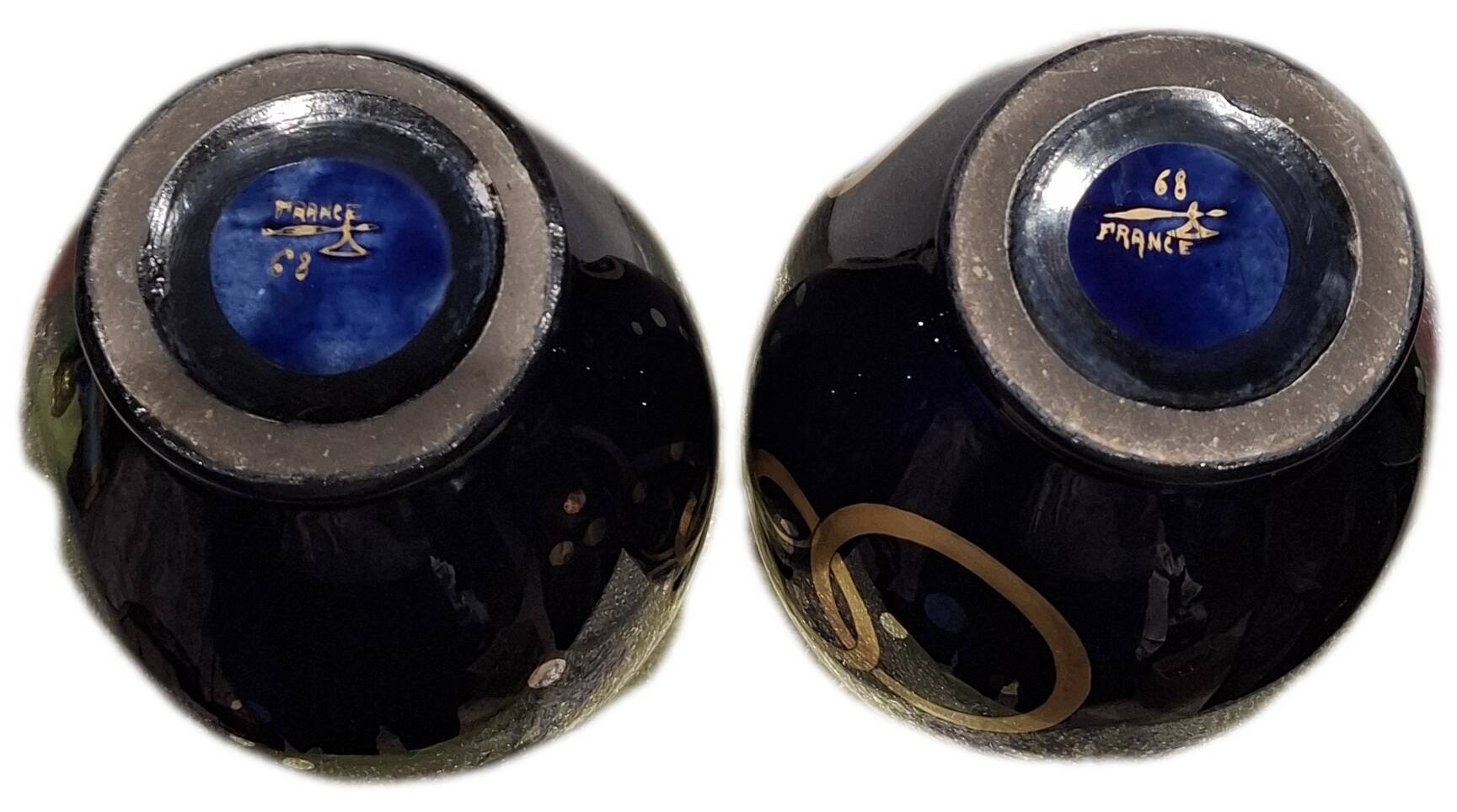 Duo de vase tulipe Gustave ASCH, bleu de Tours