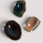1970s Italian Agate Ashtrays/ Vide-Poche, Set of Three Natural Stone Trays