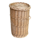 Woven laundry basket with rattan and wicker lid