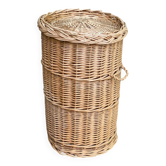 Panier à linge tressé avec couvercle en rotin et osier