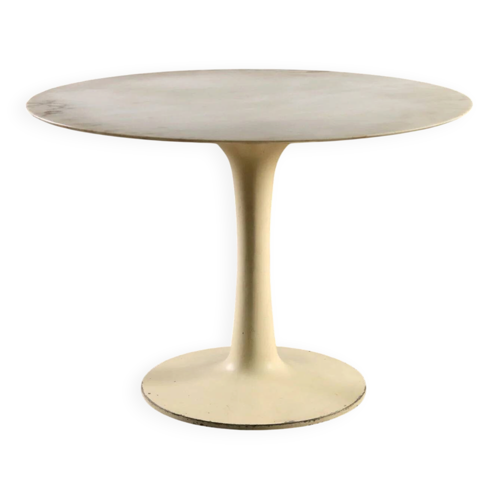 Vintage metal table with marble top, Italian design from the 1970s.