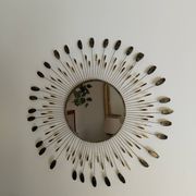 Grand miroir soleil en métal 75 cm, vintage, style Line Vautrin ( 2 )