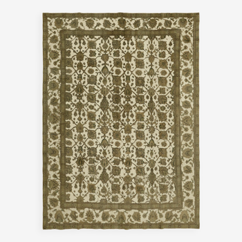 Hand-Knotted Anatolian Antique 1970s 280 cm x 376 cm Beige Wool Carpet