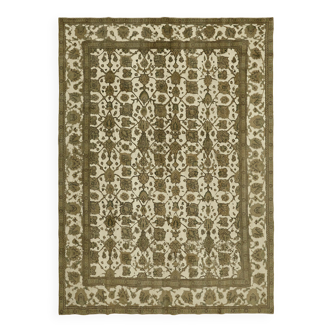 Tapis antique anatolien noué à la main des années 1970 280 cm x 376 cm Tapis de laine beige