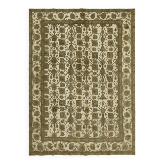 Hand-Knotted Anatolian Antique 1970s 280 cm x 376 cm Beige Wool Carpet