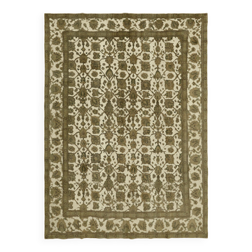Tapis antique anatolien noué à la main des années 1970 280 cm x 376 cm Tapis de laine beige