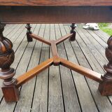 1910s Jacobean style solid oak extending drawer dining table