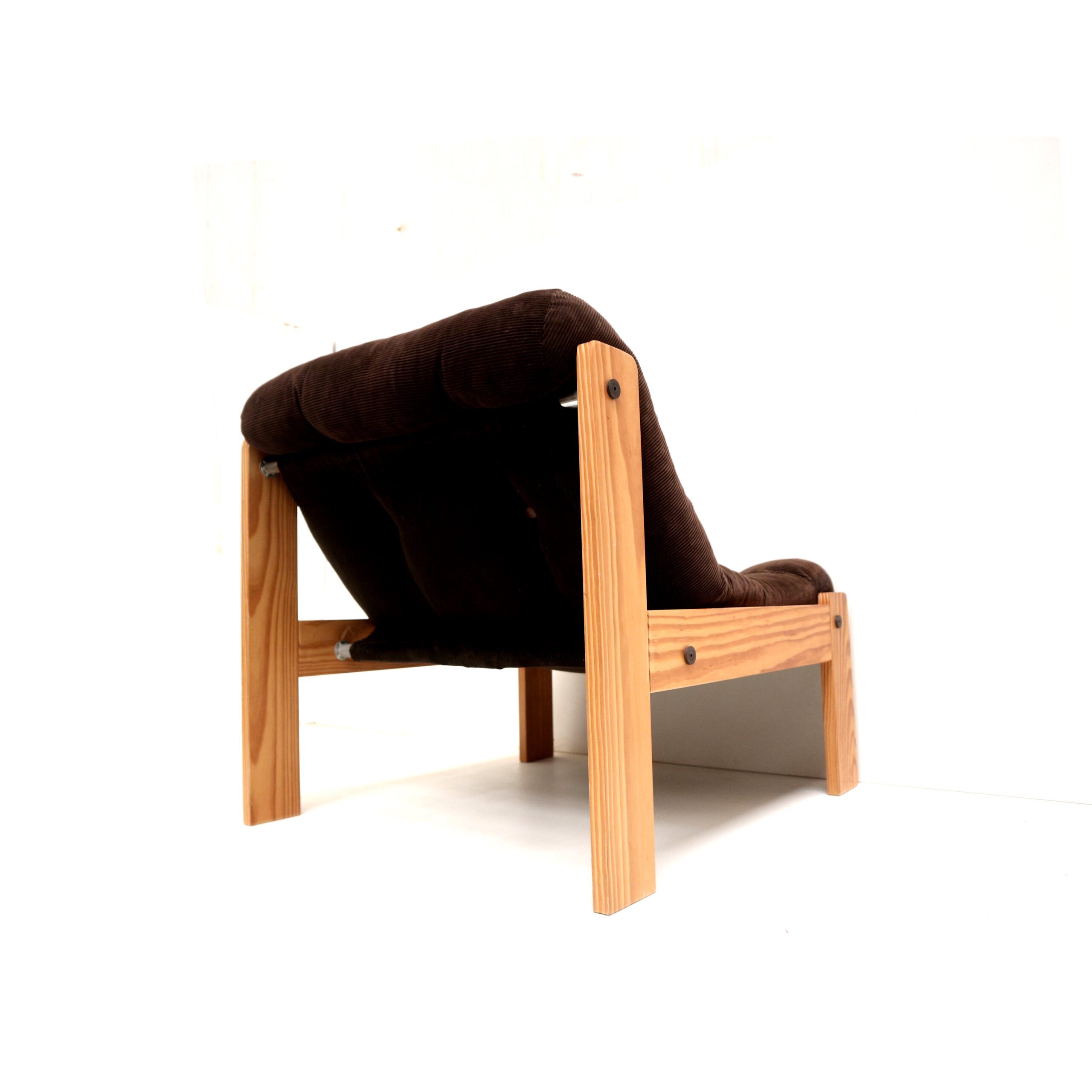 Vintage Brutalist 70s armchair with brown upholstery