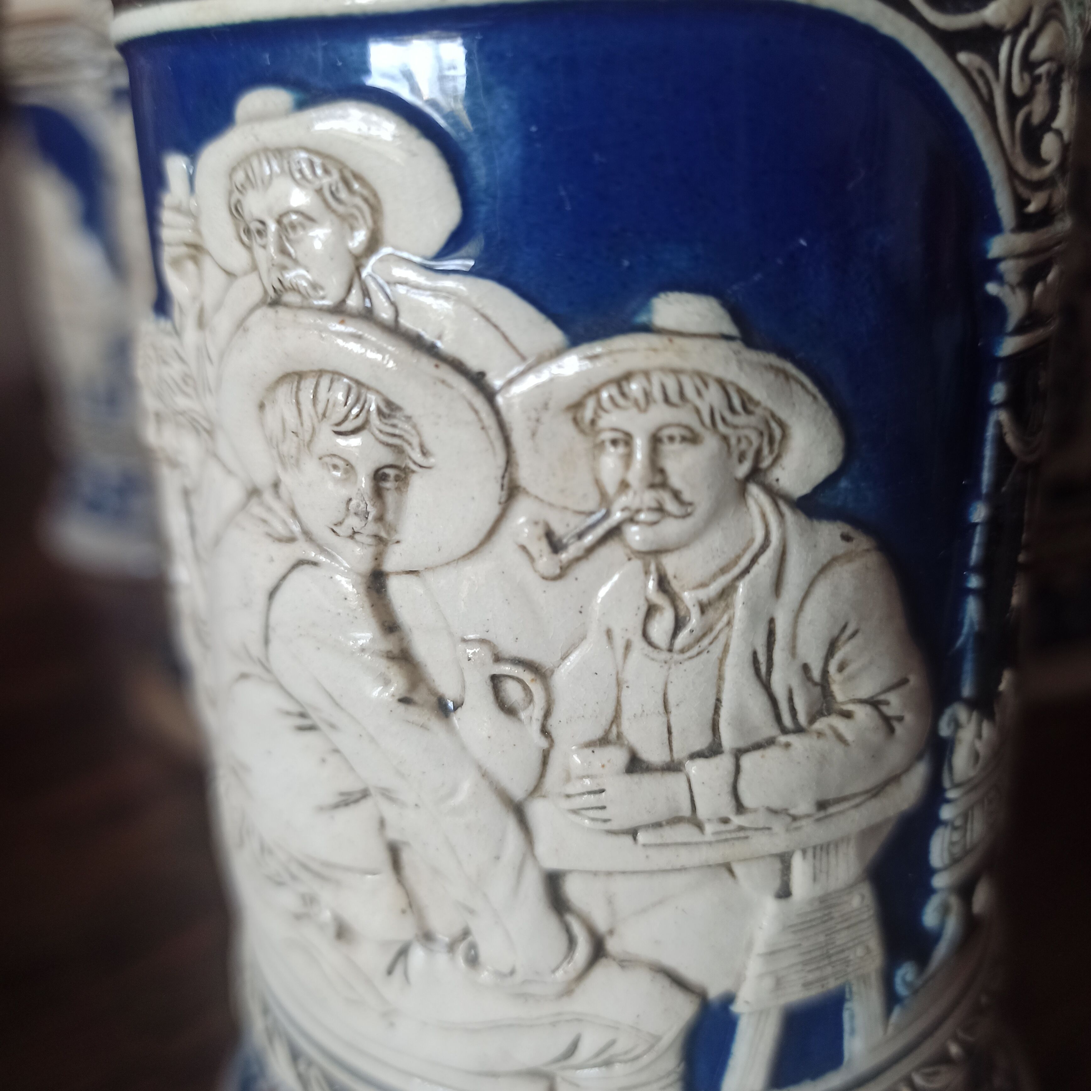 Lot de 6 chopes grès de Westerwald + grand bol + louche
