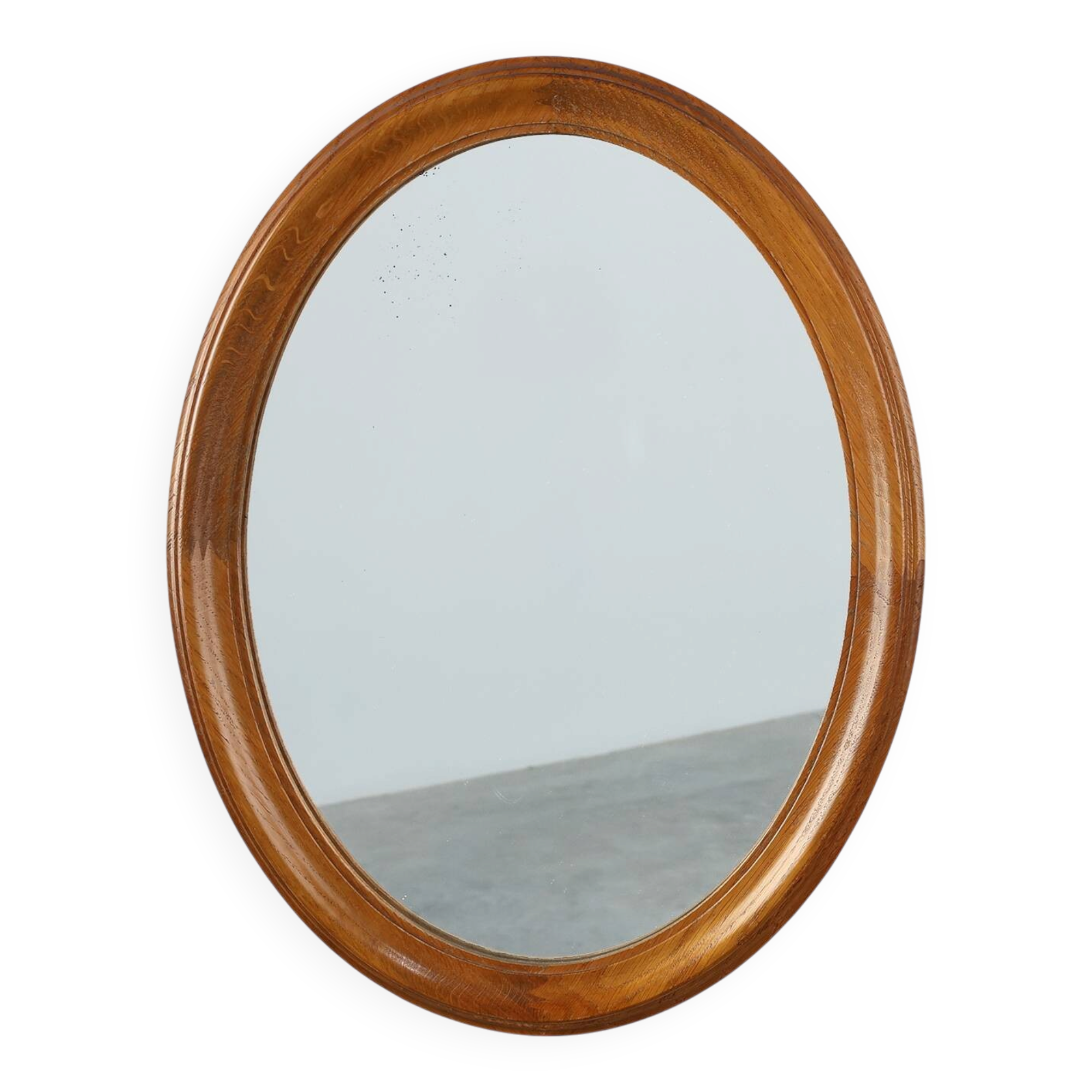 Mid century oval oak Mirror, Belgium 1950s