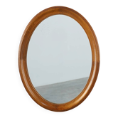 Mid century oval oak Mirror, Belgium 1950s