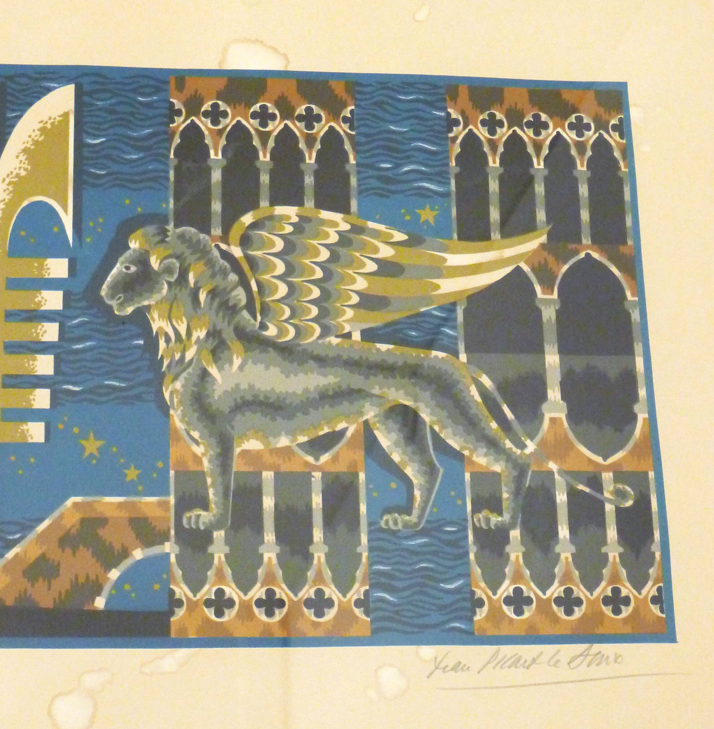 Lithograph Venezia signed J.Picart Le Doux 78cm x 57cm