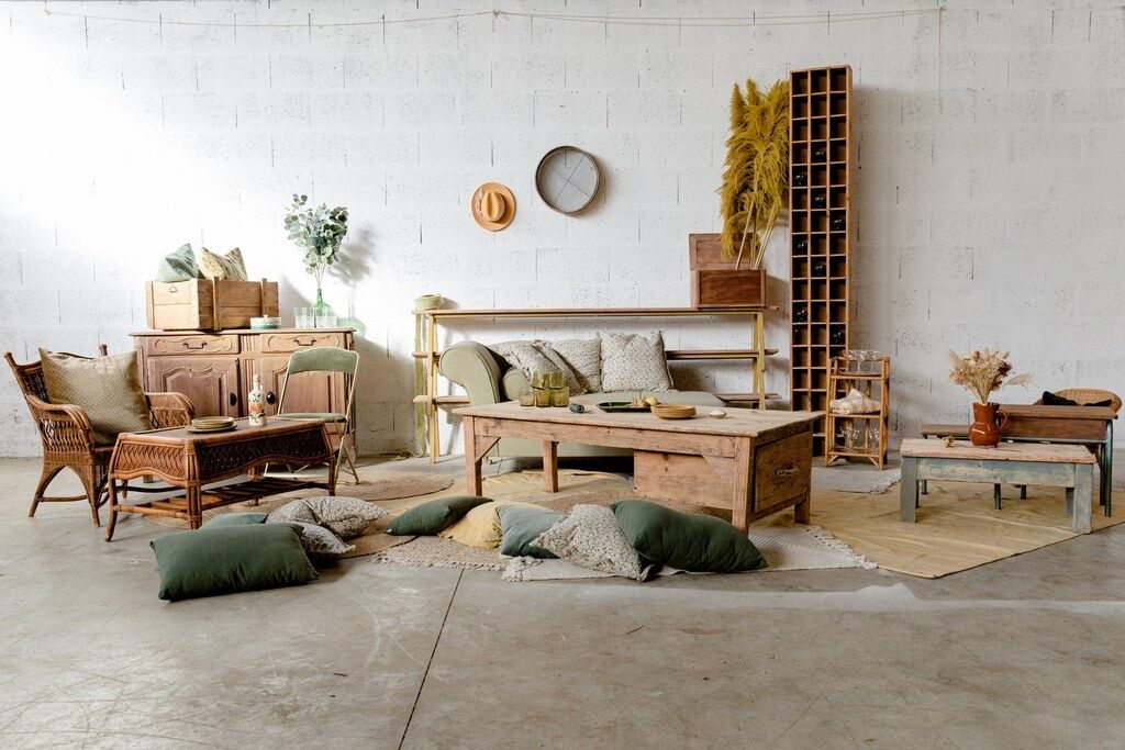 Vintage rattan bedside table