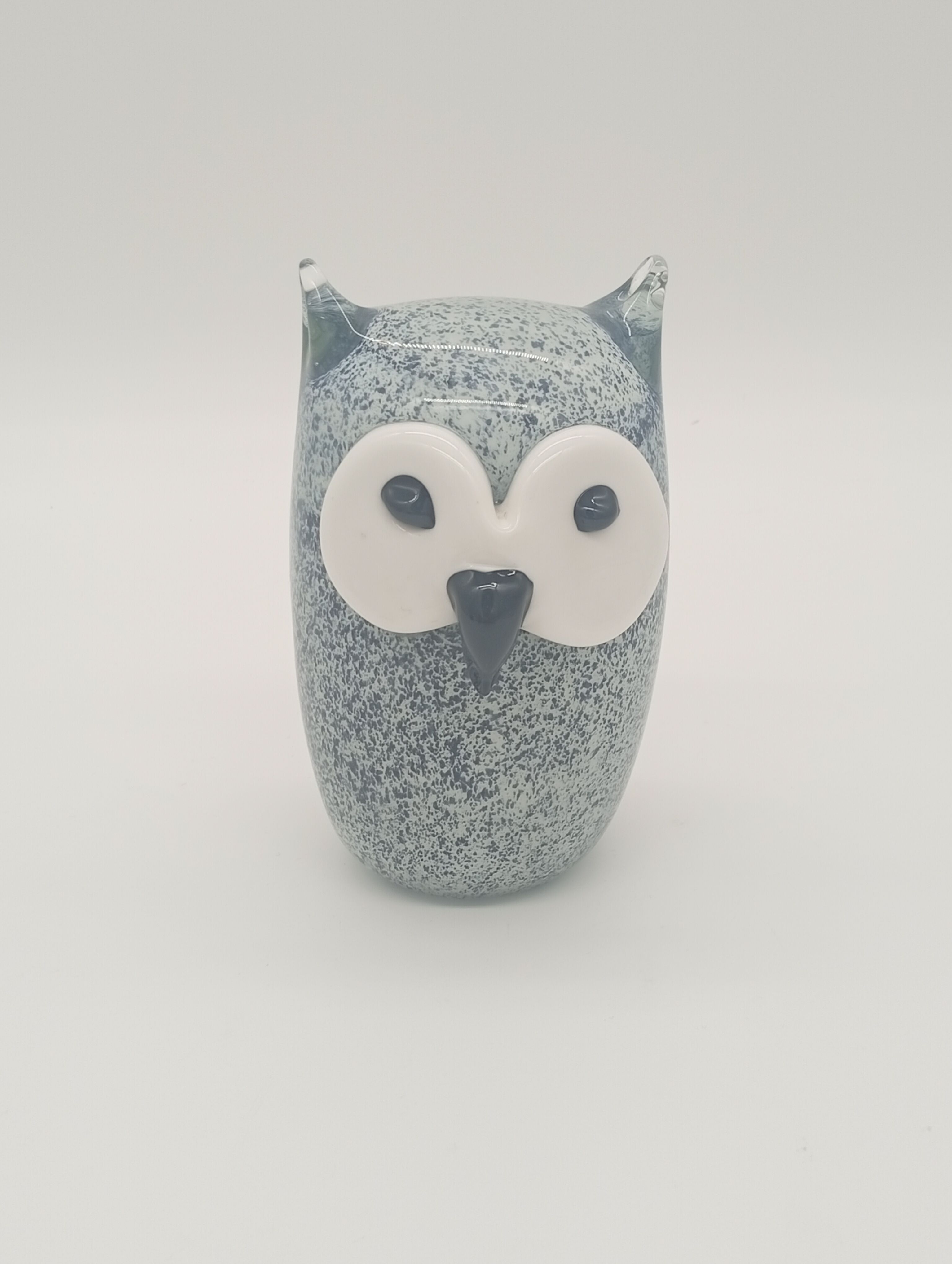 Vintage Scandinavian Glass Owl Statuette Denmark Sulphur 70s 80s