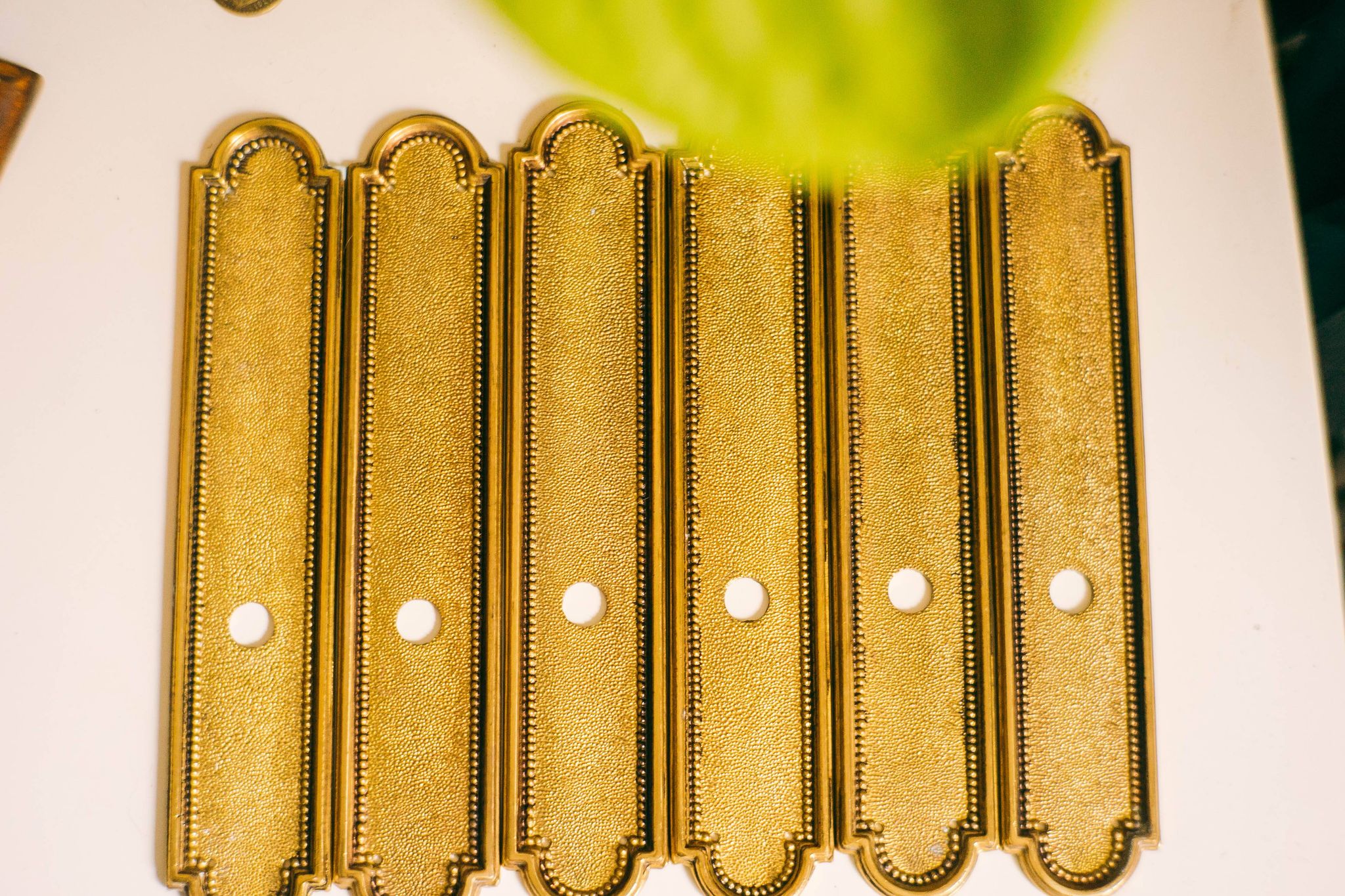 6 Vintage Solid Brass Door Plates Wall Hanging