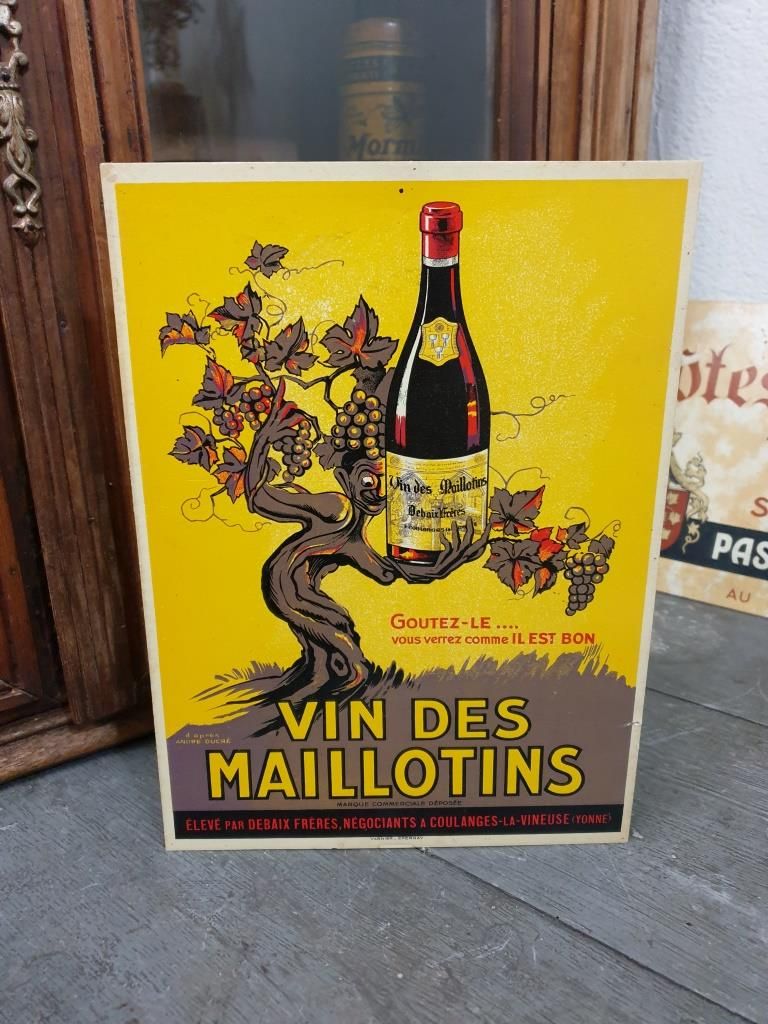 Old advertising of Bistrot - Advertising poster Vin des Maillotins