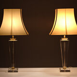 Paire de lampes de table Hollywood Regency lucite 1970 France