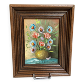 Petit tableau fleurs huile sur toile signée