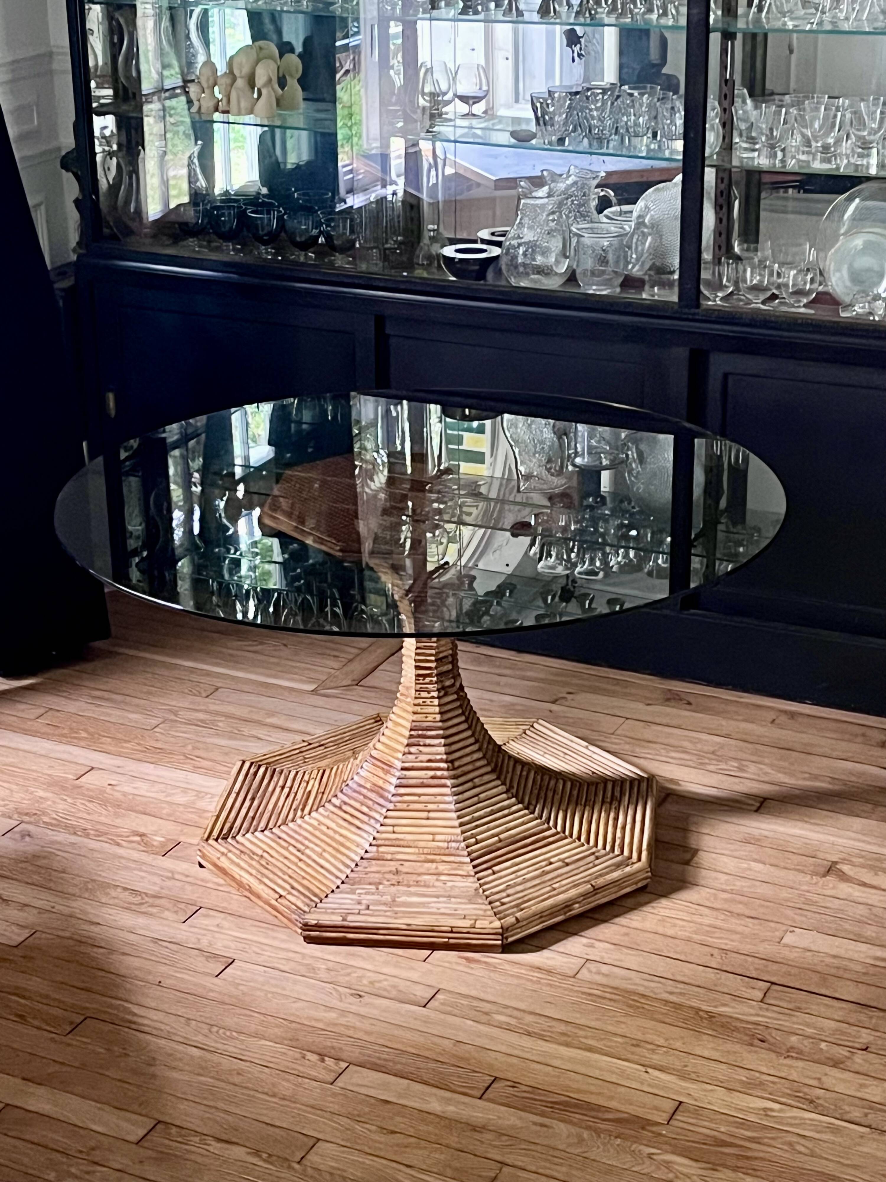 Vivai del Sud rattan bamboo table from the 70s
