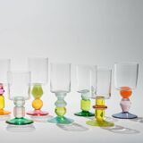 Pair of Miami wine glasses with discs and diamonds